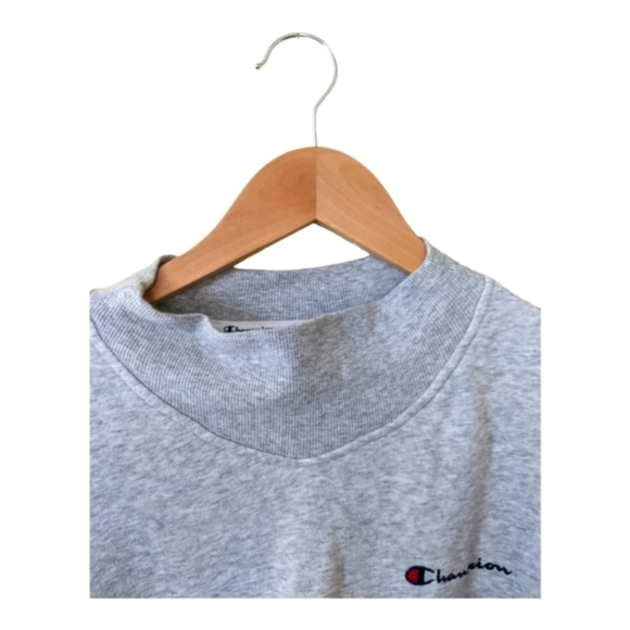 Champion Women's Colorblock Campus Mock Neck Sweatshirt Size L Gray/Red/Blue - Picture 3 of 10